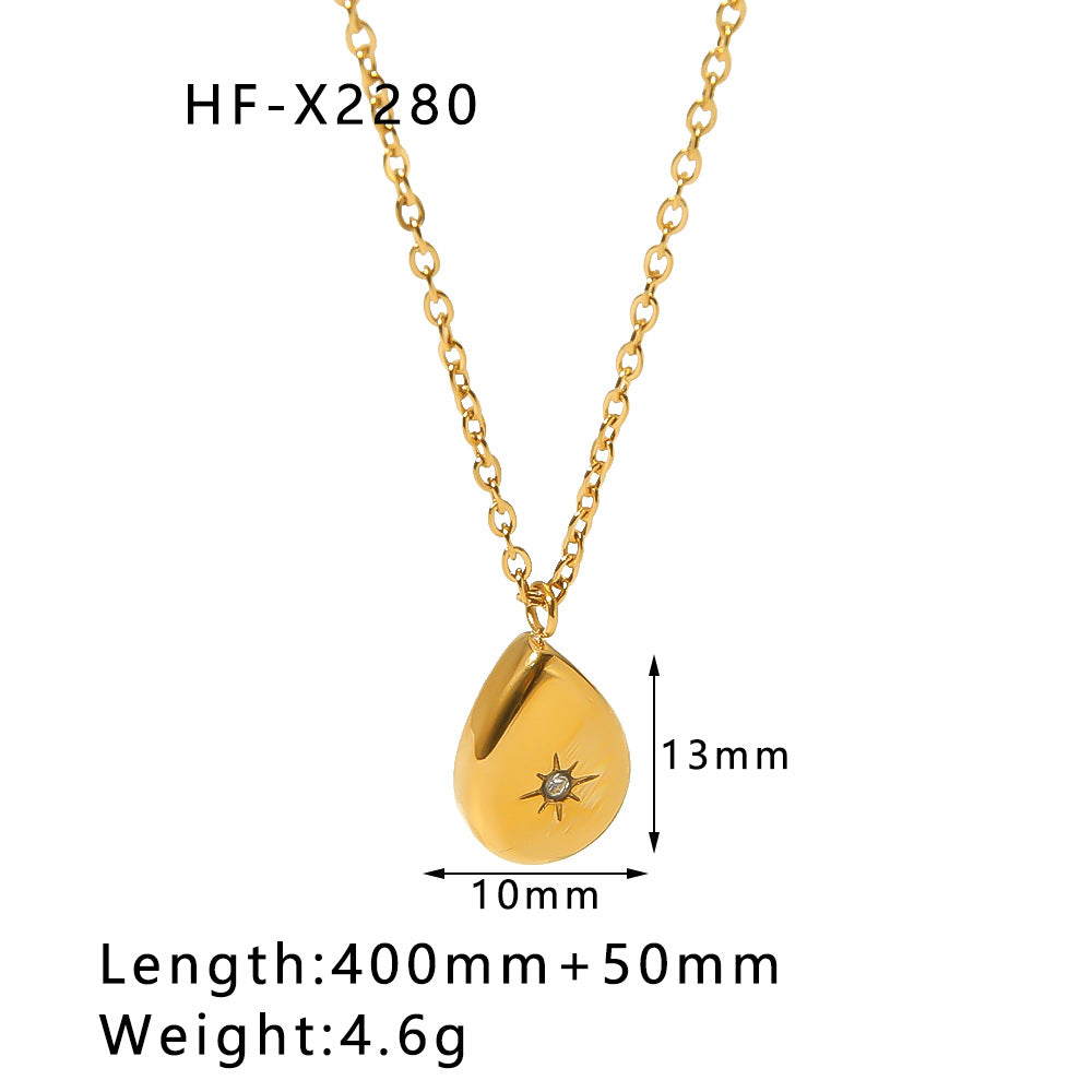 Wholesale Simple Style Special-shaped Heart Drop Zircon Lava Necklaces